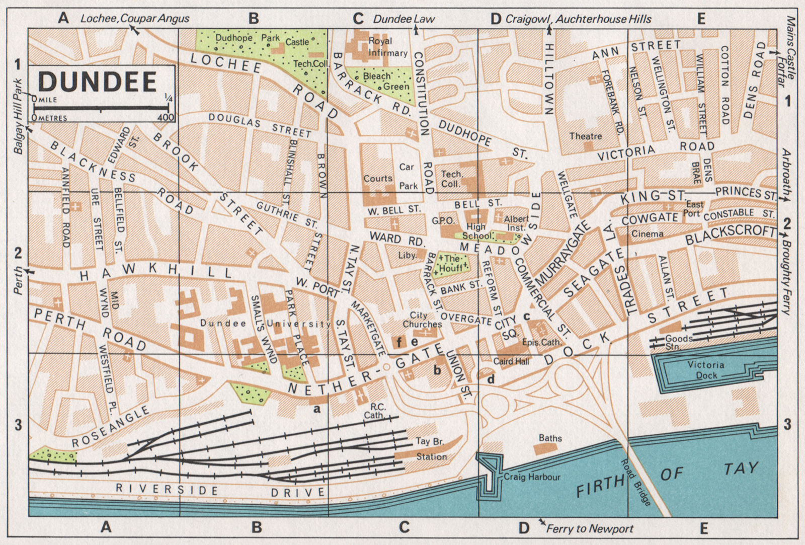 DUNDEE. Vintage town city map plan. Scotland 1967 old vintage chart